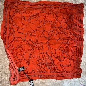 Billy Reid Red Bandana with Black Abstract Design